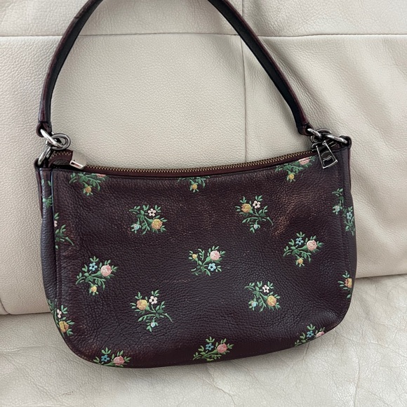 Coach Dark Brown Floral Shoulder Bag - Picture 7 of 11